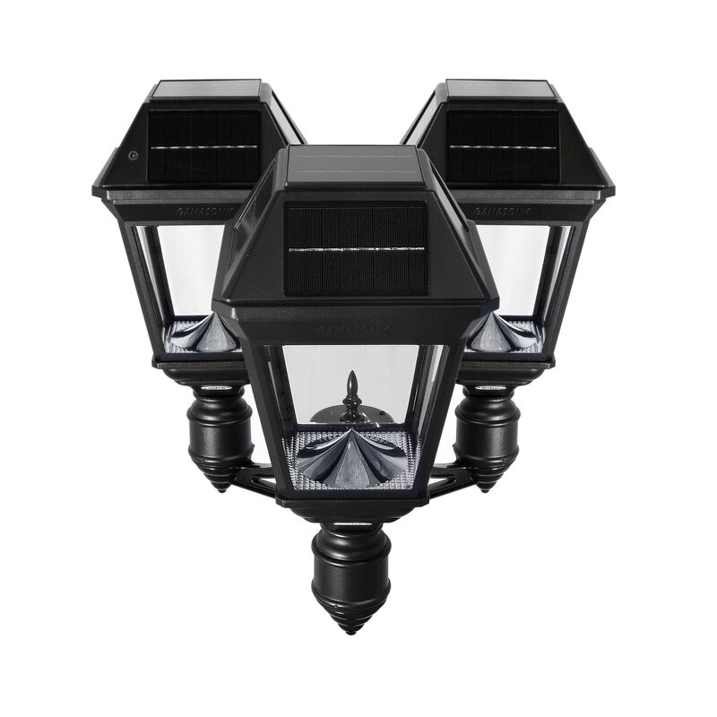 Imperial III Solar Lamp Post - Triple Lamp - Black