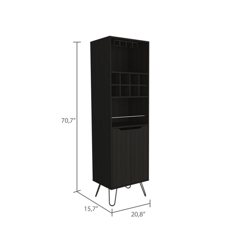 Thorndike 8-Bottle 2-Shelf Bar Cabinet Black Wengue