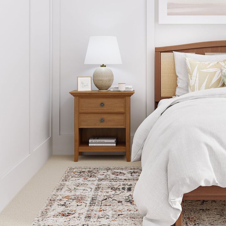 Simpli Home Amherst Solid Wood Bedside Table In Light Golden Brown