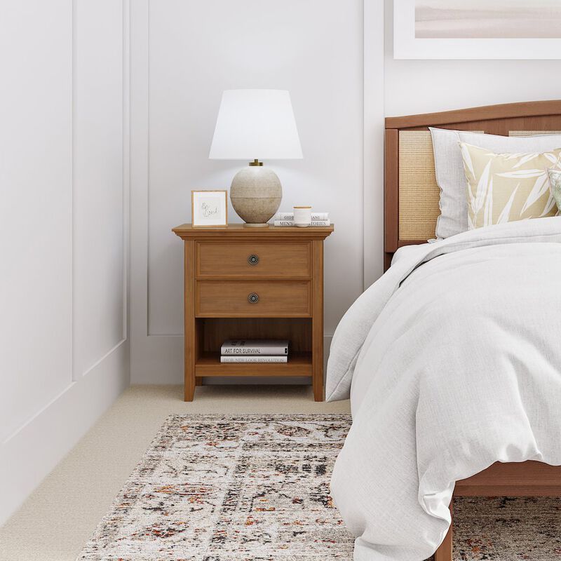Simpli Home Amherst Solid Wood Bedside Table In Light Golden Brown
