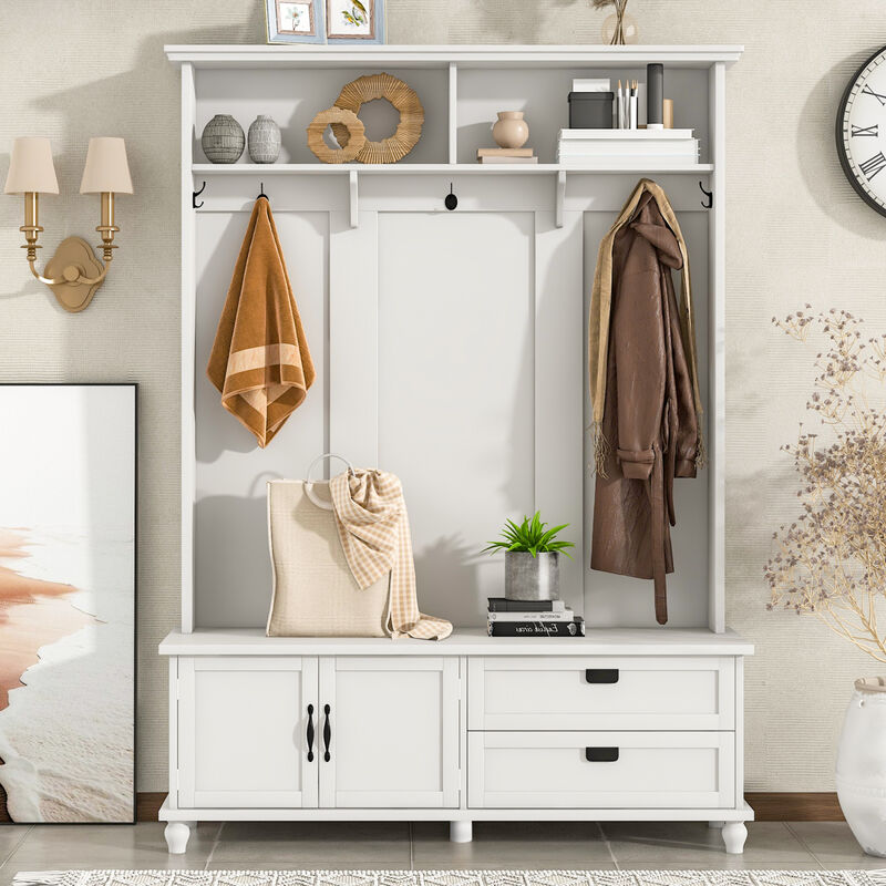Modern Hall Tree with Storage and Mudroom Bench