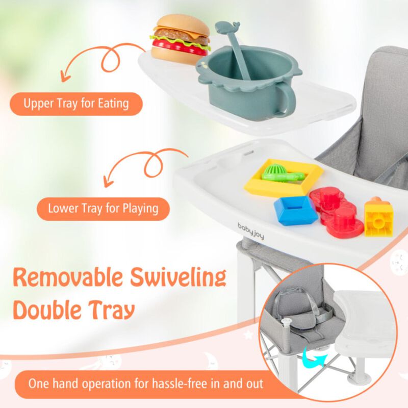 Hivvago Portable Baby Booster Seat with Straps and Double Tray