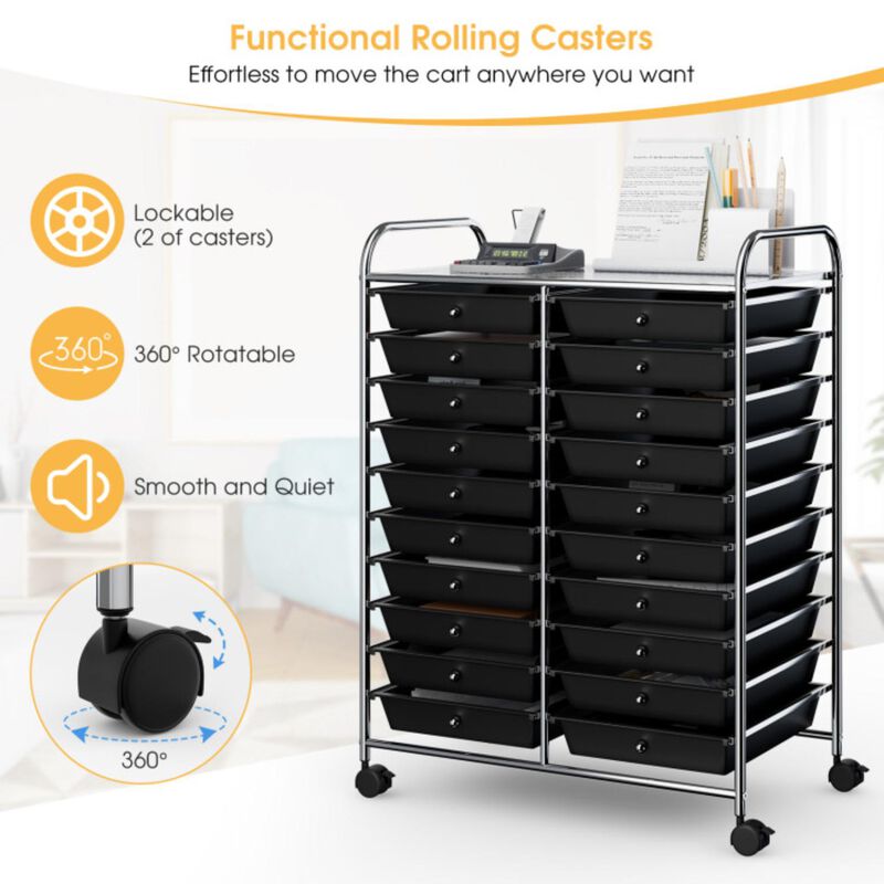 Hivvago 20 Drawers Rolling Storage Cart Studio Organizer
