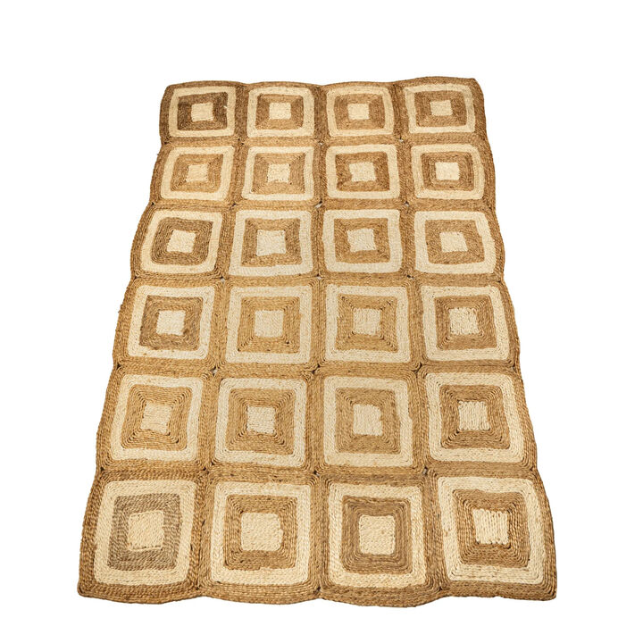 Hand Woven Jute Rectangular Geometric Carpet