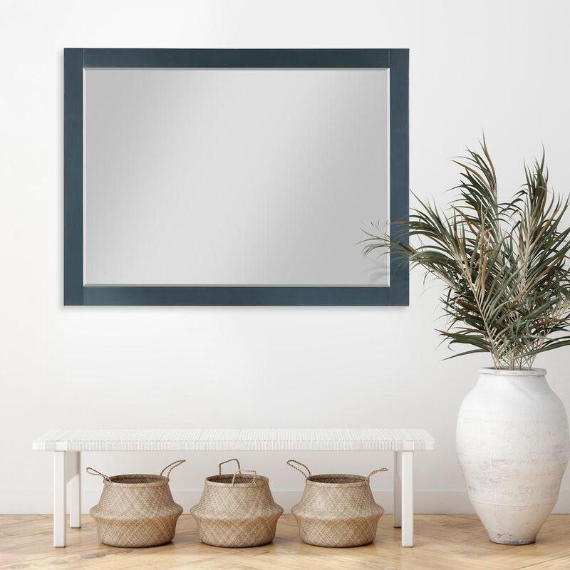 Altair 48 Rectangular Bathroom Wood Framed Wall Mirror in Classical Blue