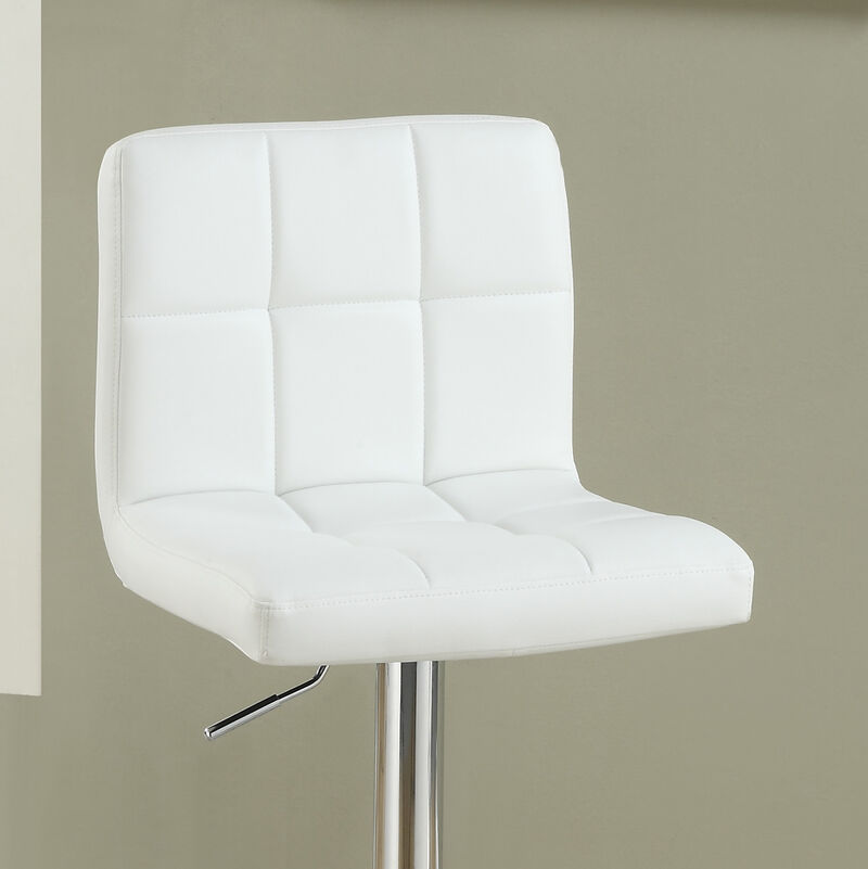 Set of 2 Adjustable White Faux Leather Bar Stools