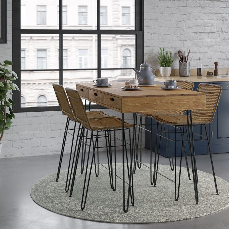 Jofran Weaver Hairpin Modern Global Rattan Counter Barstool (Set of 2)