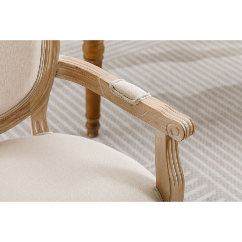 French Style Solid Wood Dining Chair, Set Of 2, Cream