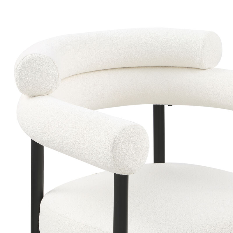 Mid Century Dining Chairs Set with Boucle Backrest