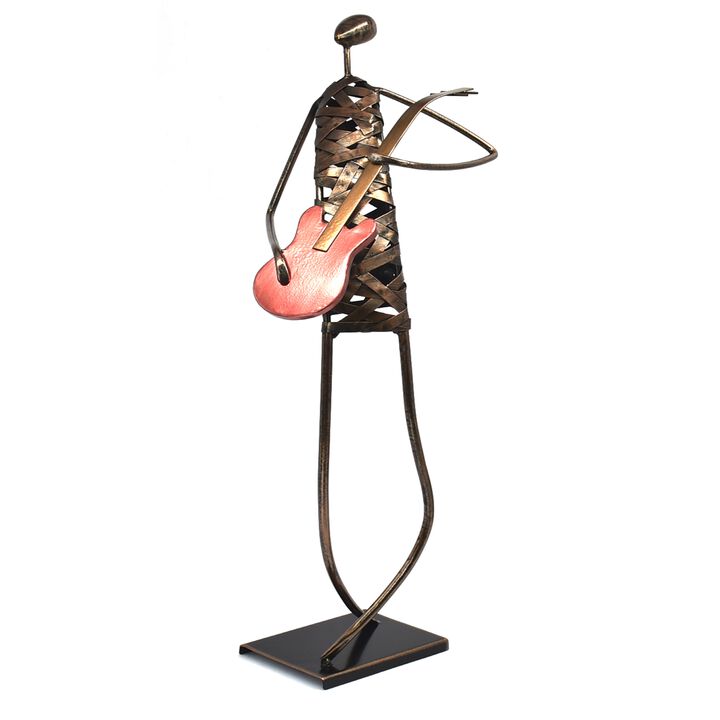 Playing Guitar  Musician Brush Bronze Color Metal Sculpture