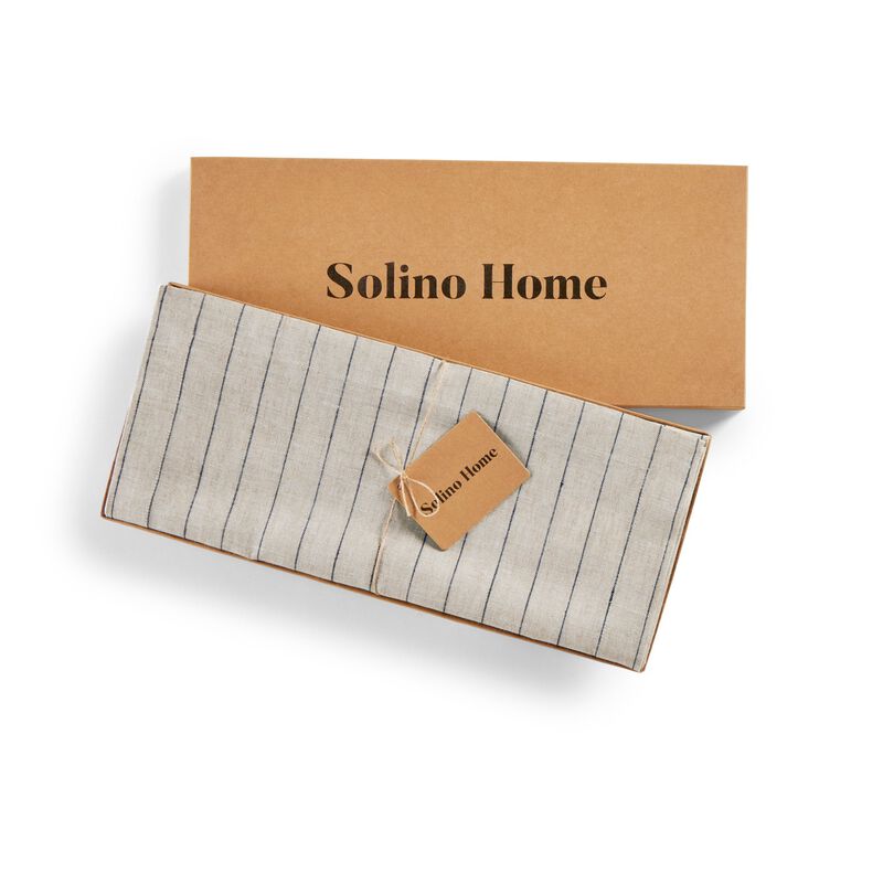 Solino Home 100% Pure Linen Table Runner | Pinstripe