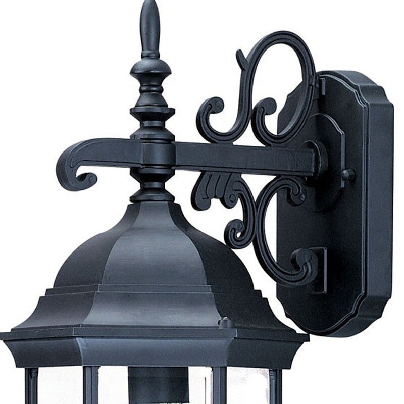 Hivvago Narrow Matte Black Domed Hanging Glass Lantern Wall Light