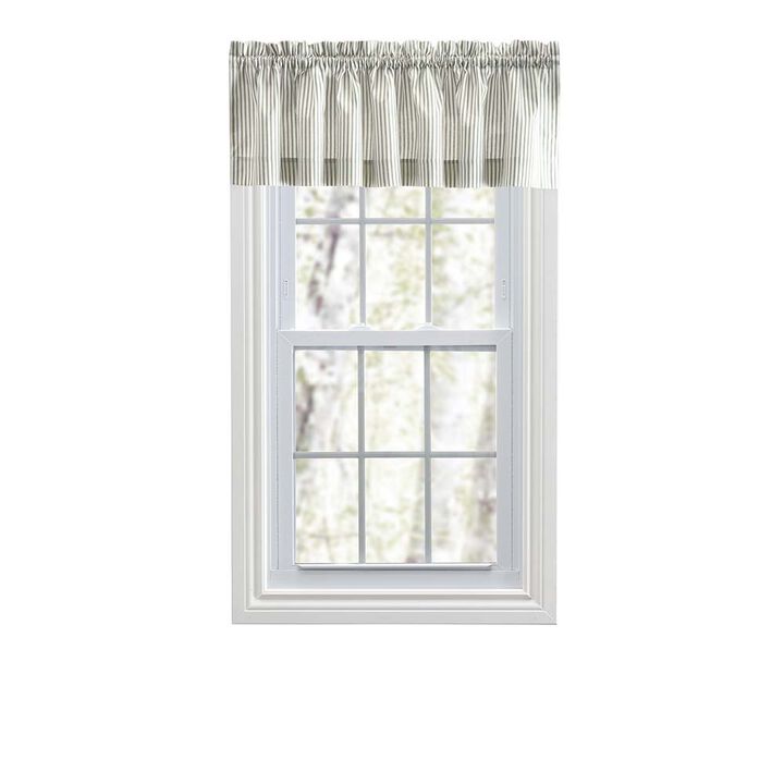 Ellis Curtain Plaza Classic Ticking Stripe Printed on 1.5" Rod Pocket Natural Ground Tailored Valance 58" x 15"