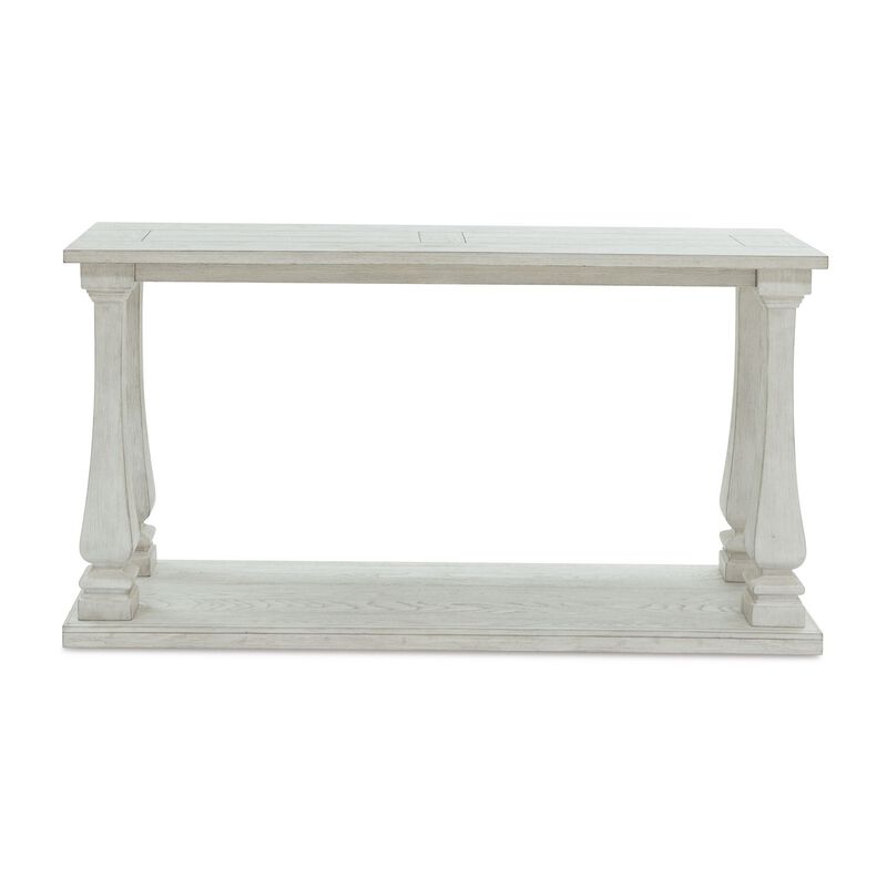 Dyne Sofa Console Table, Plank Top, Baluster Base, 60 Inch White - Benzara