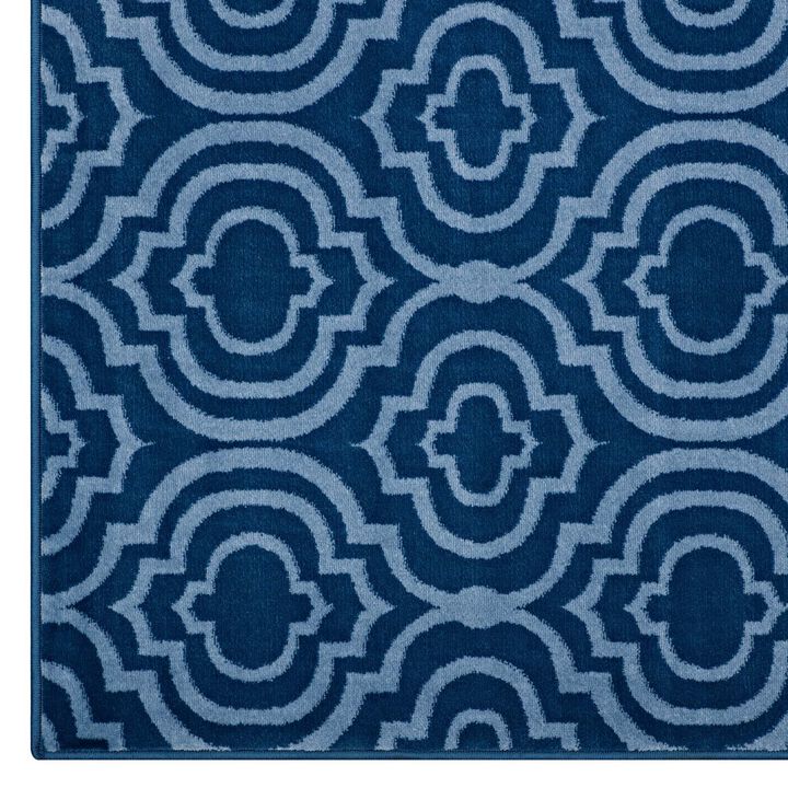 Frame Transitional Moroccan Trellis 8x10 Area Rug - Moroccan Blue amd Light Blue