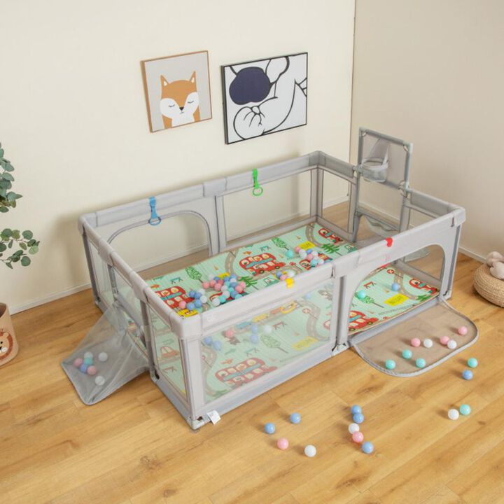 Hivvago Large Baby Playpen with Mat and Ocean Balls