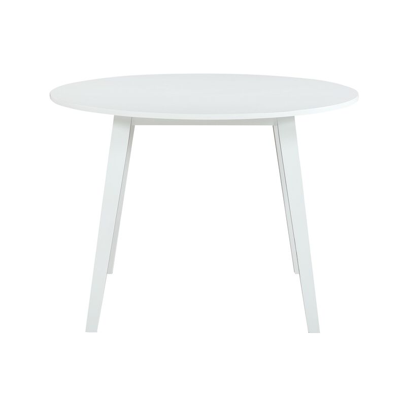 Ava 5pc Dining Table Set, 42in Round White Rubberwood, Diamond Trellis - Benzara