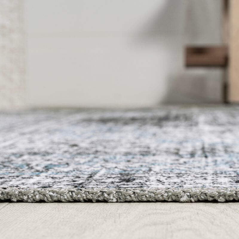 Bausch Bohemian Distressed Chenille Machine-Washable Dark Gray/Blue