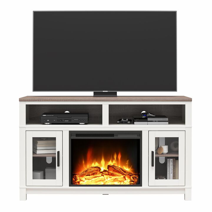 Ameriwood Home Carver Electric Fireplace Space Heater TV Stand for TVs up to 60"