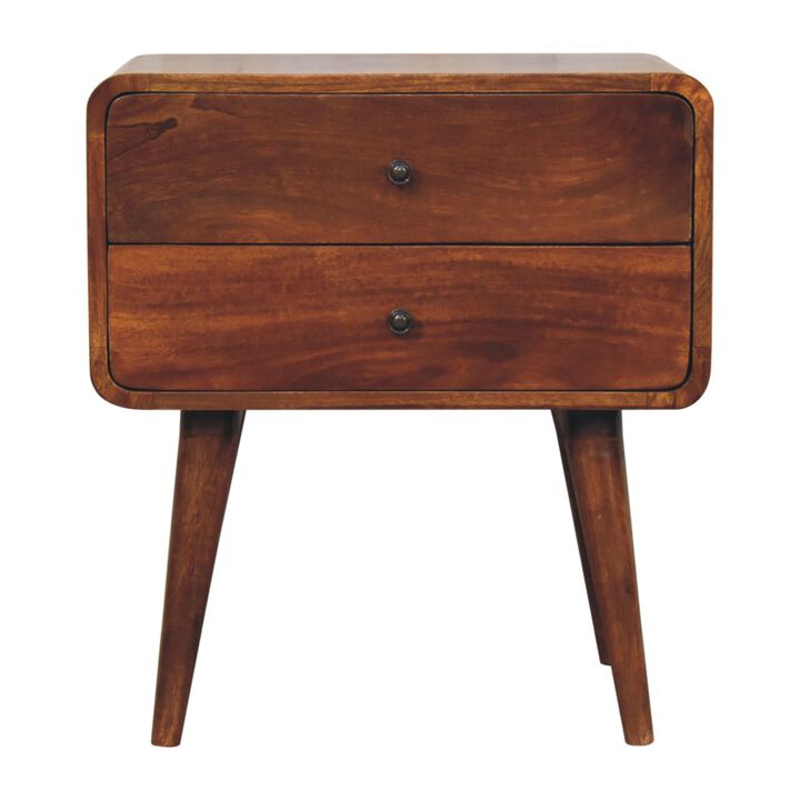 Artisan Furniture Solid Wood Large Curved Chestnut Bedside