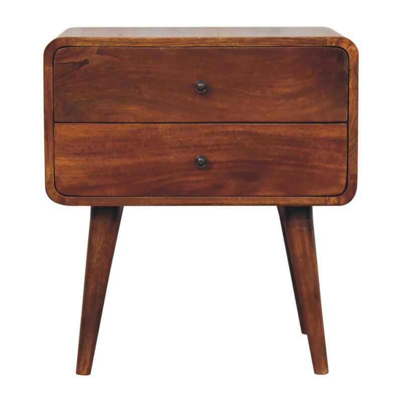 Artisan Furniture Solid Wood Large Curved Chestnut Bedside