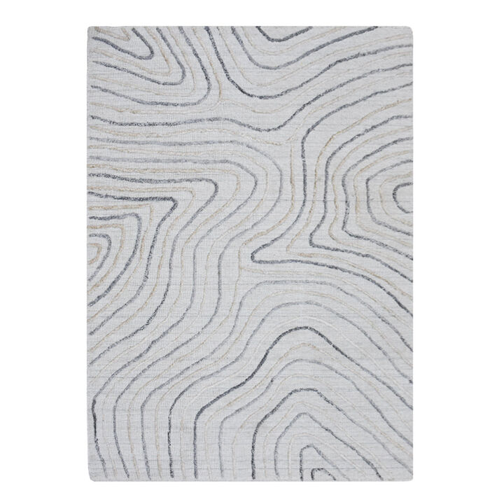 RUGSOTIC CARPETS HAND WOVEN FLAT WEAVE KILIM POLYESTER ECO-FRIENDLY AREA RUGS  - 3'x5', Rectangle Shape, Beige Multicolor Color, Abstract Modern Design, Low Pile  Handmade Area Rugs (DP0001)