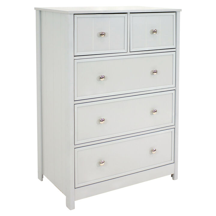 Sunnydaze Beadboard Vertical Dresser with 5 Drawers - Gray - 43.5 in
