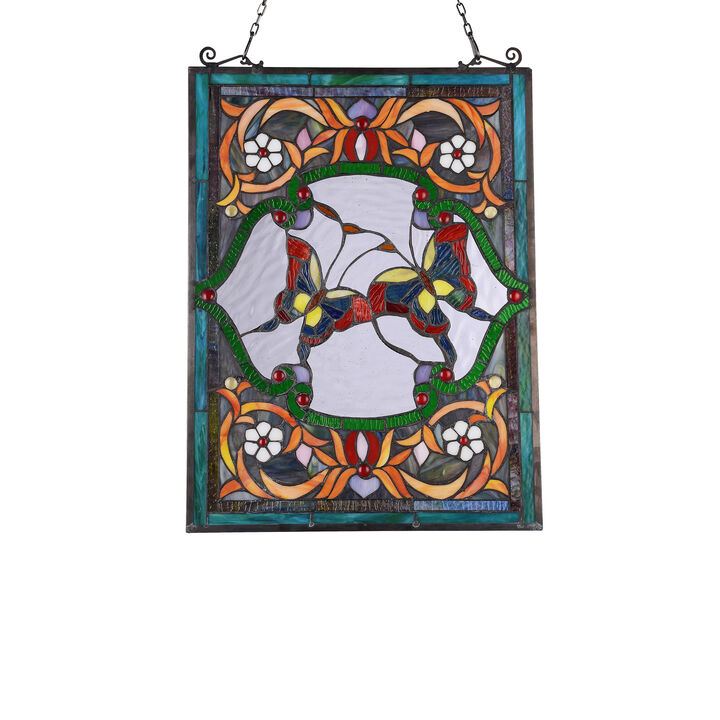 Lighting ANNABELLA Tiffany-style Animal Design Window Panel 18" x 25" - Benzara