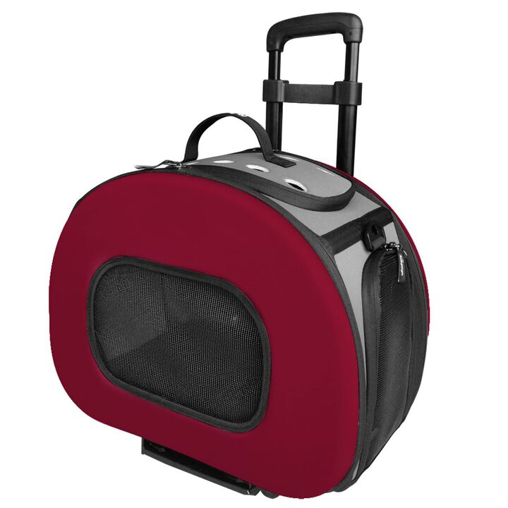 PetLife CentralPet Life 'Final Destination' Tough-Shell Wheeled Pet Carrier, Pet Backpack and Pet Stroller - Airline Pet Carrier Collapsable and Folding Travel Dog Carrier with Included Washable Pet Mat