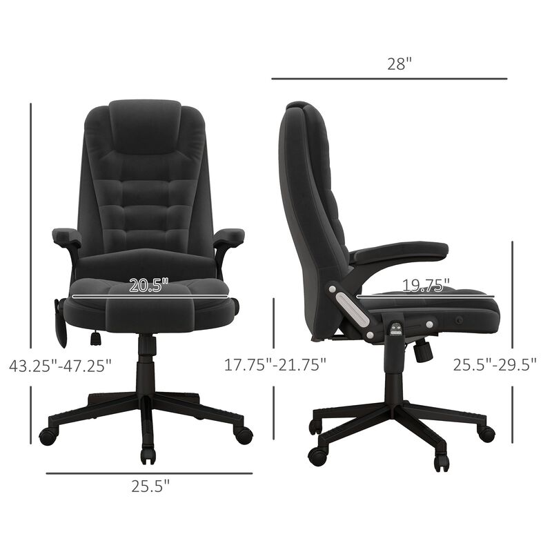 Black 6-Point Heated Massage Chair: Linen, High Back, Reclining