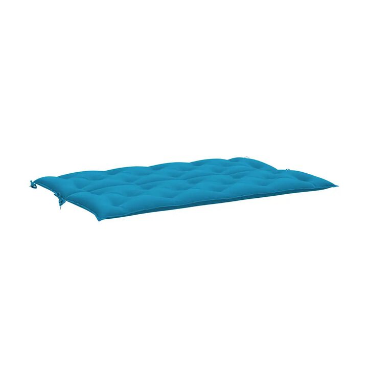Claire Outdoor Cushion for Bench, 59 Inch Button Tufted Blue Fabric  - Benzara