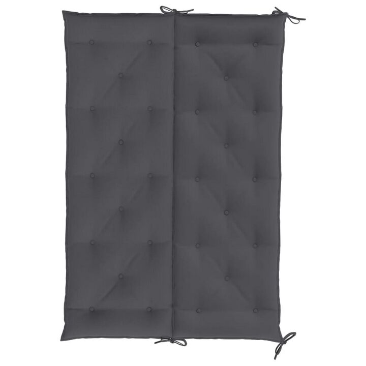 Claire Outdoor Cushion for Bench, 59 Inch, Dark Gray Tufted Oxford - Benzara