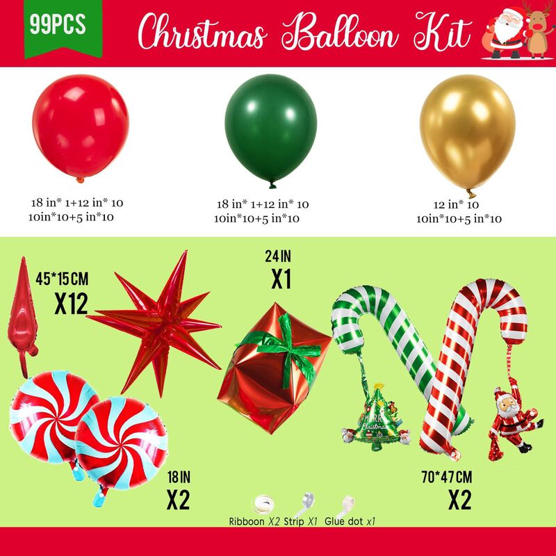 Red Green Gold Winter Christmas New Year's Eve Decoration