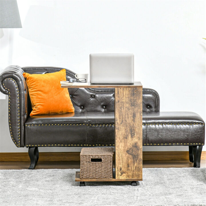 Modern C-Shaped Side Table, Space-Saving Snack & Laptop Stand