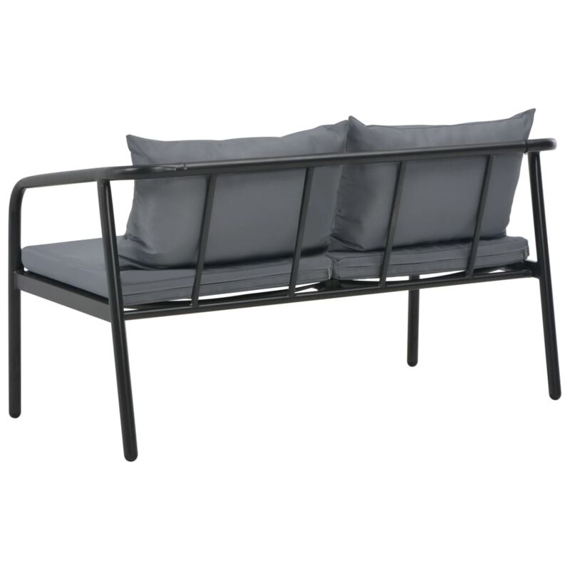 vidaXL 2 Seater Garden Sofa with Cushions Gray Aluminium