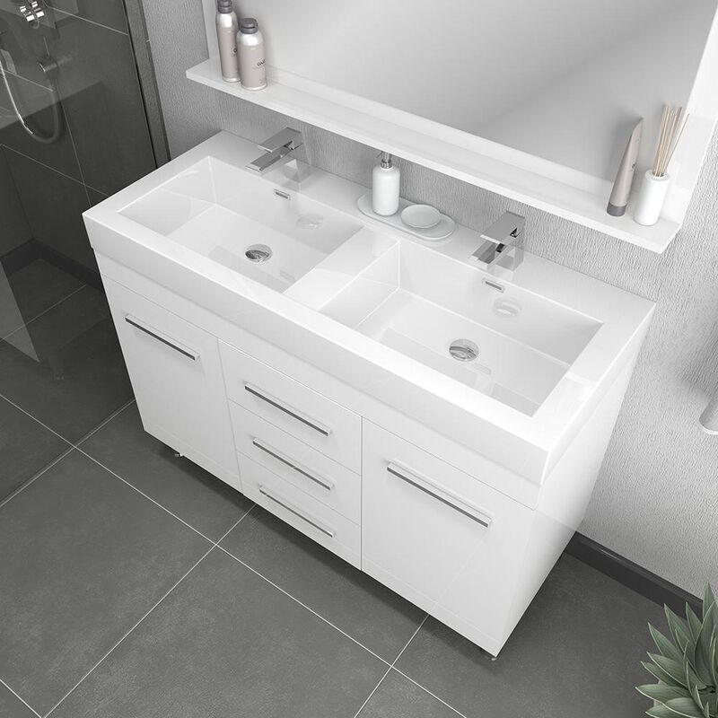 Alya Bath Ripley 48 Modern Double Bathroom Vanity in White