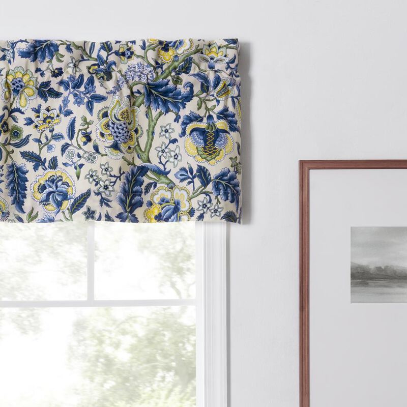 Ellis Curtain Regency Straight 3" Rod Pocket Valances for Windows 50" x 15" Blue