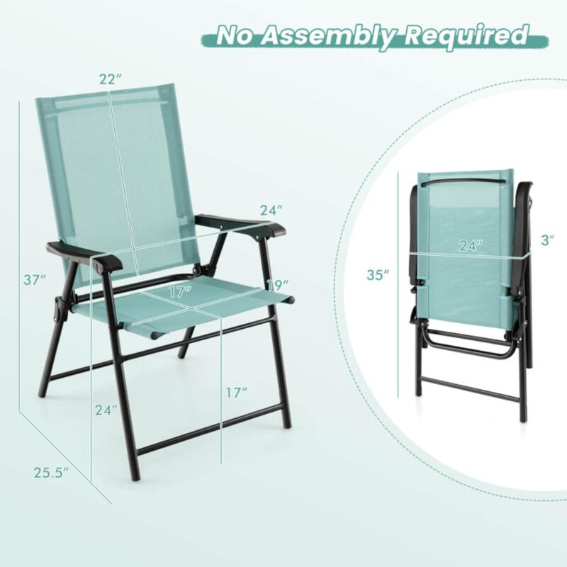 Hivvago 2 Set of Patio Dining Chair with Armrests and Metal Frame