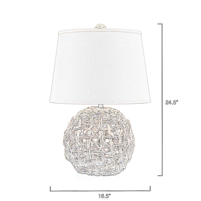 25 Inch Table Lamp, Elegant Handwoven Rope Base, Linen Shade, Natural Brown-Benzara