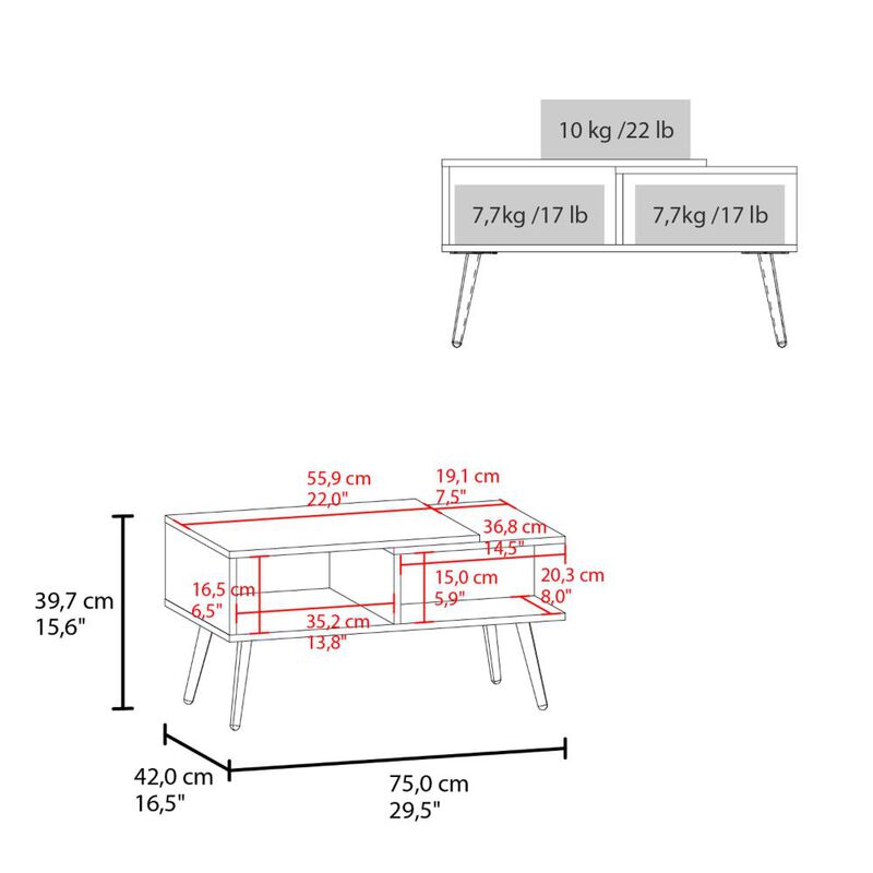Vowinckel Coffee table, Living Room, White/ Light Pine