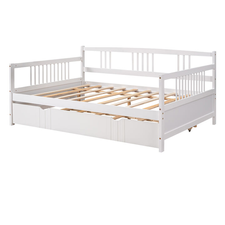 Merax Daybed Wood Bed with Twin Size Trundle