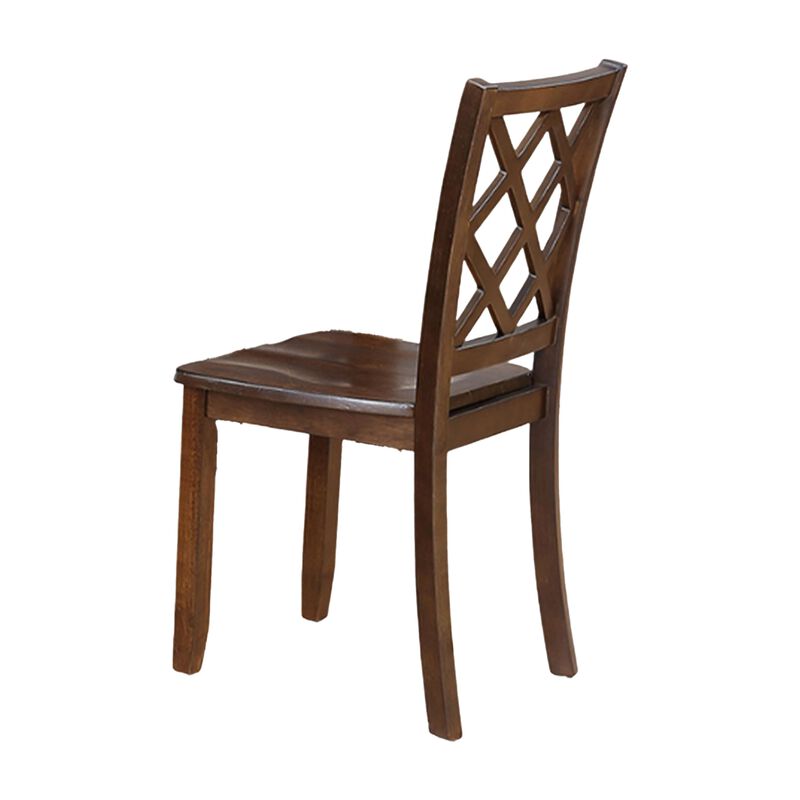 Ziko 5 Piece Dining Table Set, 4 Cross Back Chairs, Cherry Brown Solid Wood