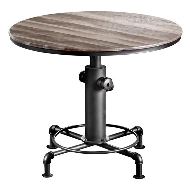 Metal Counter Height Dining Table with Fire Hydrant Inspired Base, Gray-Benzara