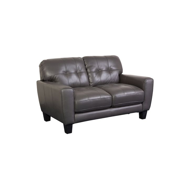 Porter Designs Penner Top Grain Leather Loveseat, Gray