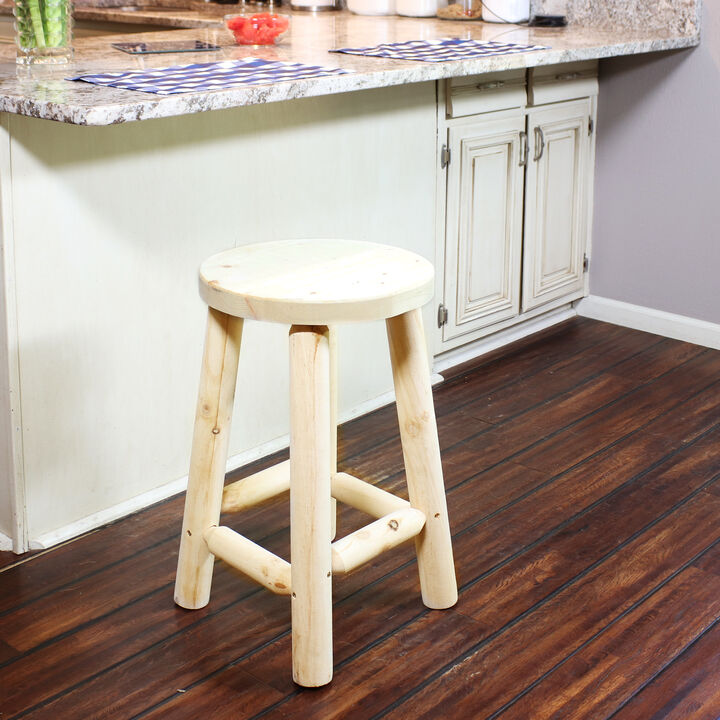 Sunnydaze Rustic Unfinished Fir Wood Indoor Backless Counter-Height Stool