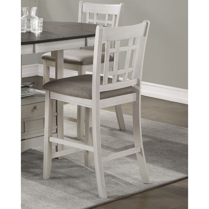 Antique White Wood Counter Height Chair Set 2 Piece