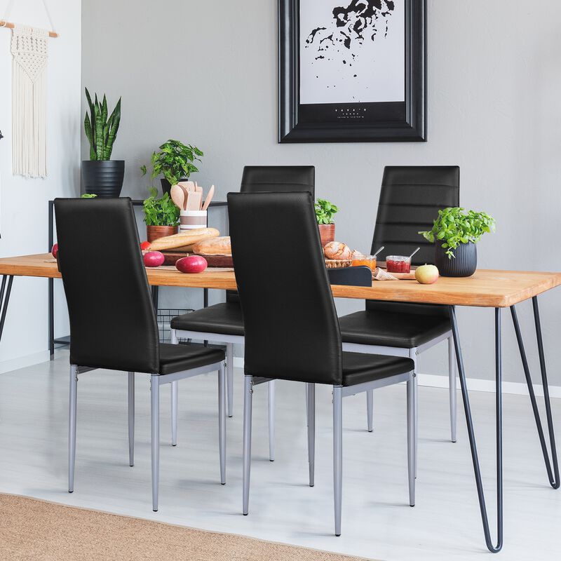 4 pcs PVC Leather Dining Side Chairs Elegant Design