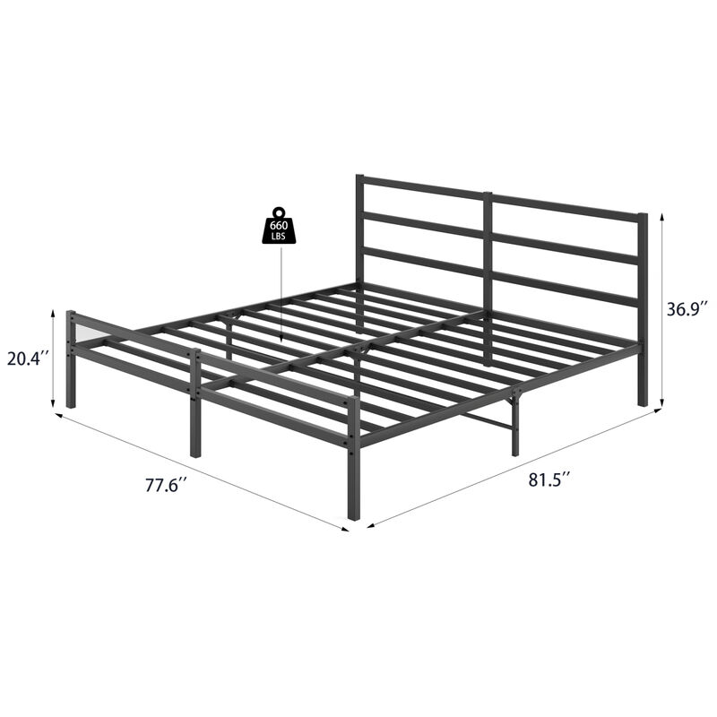 Streamdale King Metal Platform Bed Frame with Headboard