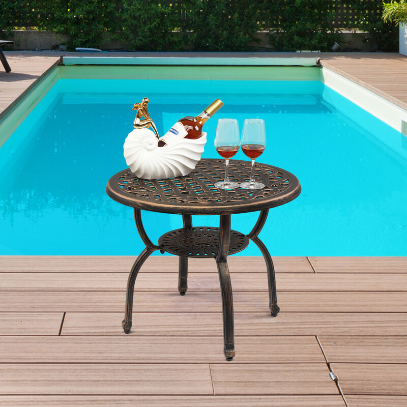 Outdoor Side Table, Weather-Resistant Patio Accent Table for Garden & Balcony