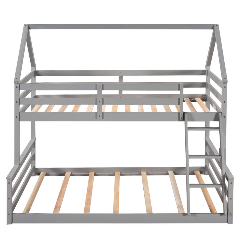Merax House Bunk Bed with Built-in Ladder